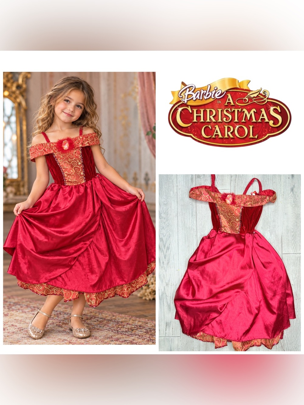 2008 rare Barbie a Christmas carol childs dress Halloween costume cosplay 3-5 y